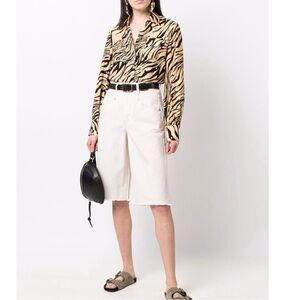 Isabel Marant Natalina wide leg long denim shorts in white size 30